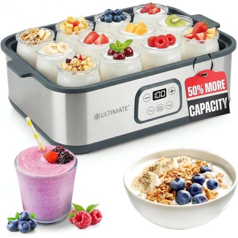 Ultimate Probiotic Yogurt Maker XL Adjustable Temperature & Time 12 Glass Jars - Picture 2 of 6